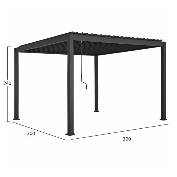 ΒΙΟΚΛΙΜΑΤΙΚΗ ΠΕΡΓΚΟΛΑ ΑΛΟΥΜΙΝΙΟΥ DOMECIL HM6611.01 ΜΕ ΜΕΤΑΛ. ΠΕΡΣΙΔΕΣ--300x300x240Υ - Image 2