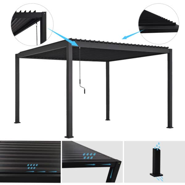 ΒΙΟΚΛΙΜΑΤΙΚΗ ΠΕΡΓΚΟΛΑ ΑΛΟΥΜΙΝΙΟΥ DOMECIL HM6612.01 ΜΕ ΜΕΤΑΛ. ΠΕΡΣΙΔΕΣ--300x400x240Υ - Image 3