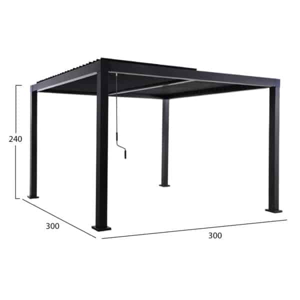 ΒΙΟΚΛΙΜΑΤΙΚΗ ΠΕΡΓΚΟΛΑ ΑΛΟΥΜΙΝΙΟΥ PREMIUM FRANIO HM6609.01 ΜΑΥΡΟ 300x300x240Υ - Image 2