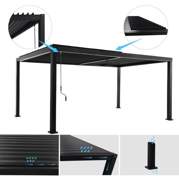 ΒΙΟΚΛΙΜΑΤΙΚΗ ΠΕΡΓΚΟΛΑ ΑΛΟΥΜΙΝΙΟΥ PREMIUM FRANIO HM6610.01 ΜΑΥΡΟ 300x400x240Υ - Image 3