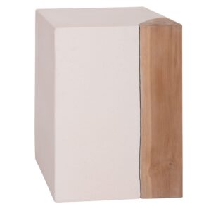 ΒΟΗΘΗΤΙΚΟ ΤΡΑΠΕΖΙ LEIA-ΣΚΑΜΠΟ HM18163.02 FIBER CEMENT ΛΕΥΚΟ-ΞΥΛΟ TEAK 32.5x32.5x46Υεκ.