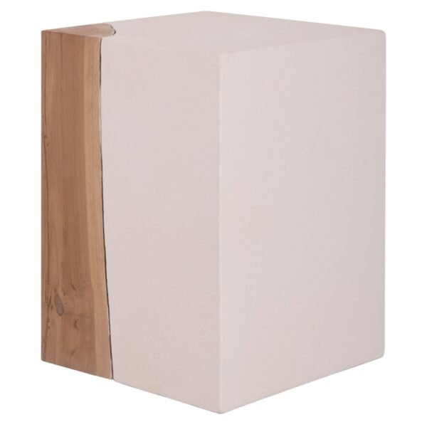 ΒΟΗΘΗΤΙΚΟ ΤΡΑΠΕΖΙ LEIA-ΣΚΑΜΠΟ HM18163.02 FIBER CEMENT ΛΕΥΚΟ-ΞΥΛΟ TEAK 32.5x32.5x46Υεκ. - Image 5