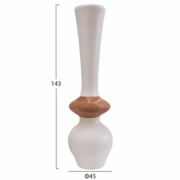 ΔΙΑΚΟΣΜΗΤΙΚΟ ΒΑΖΟ ΔΑΠΕΔΟΥ NEBULA HM4660.02M FIBER CEMENT ΛΕΥΚΟ--ΞΥΛΟ ΤΕΑΚ Φ45x148Υεκ - Image 2