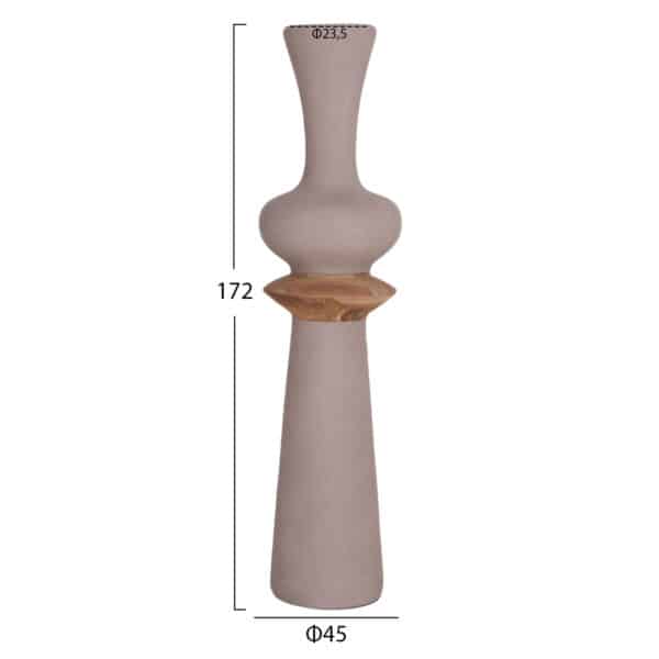 ΔΙΑΚΟΣΜΗΤΙΚΟ ΒΑΖΟ ΔΑΠΕΔΟΥ NEBULA HM4660.05L FIBER CEMENT TAUPE--ΞΥΛΟ ΤΕΑΚ Φ45x172Υεκ - Image 2