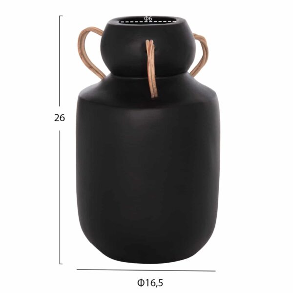 ΔΙΑΚΟΣΜΗΤΙΚΟ ΒΑΖΟ MIBO HM4688.01M ΤΕΡΑΚΟΤΑ ΜΑΥΡH--ΧΕΡΟΥΛΙΑ ΦΥΣΙΚΟ RATTAN Φ16,5x26Υεκ - Image 2