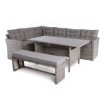 CENTER Set Σαλόνι Καθιστικό - Γωνιακή Τραπεζαρία Κήπου, Μέταλλο-Wicker Γκρι+ Μαξιλάρια Τραπέζι+Καναπές Γωνία+Πάγκος - Image 3