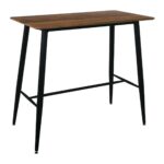 LAVIDA Τραπέζι BAR Μέταλλο Βαφή Μαύρο, Επιφάνεια Απόχρωση Καρυδί 120x60x106cm - Image 2