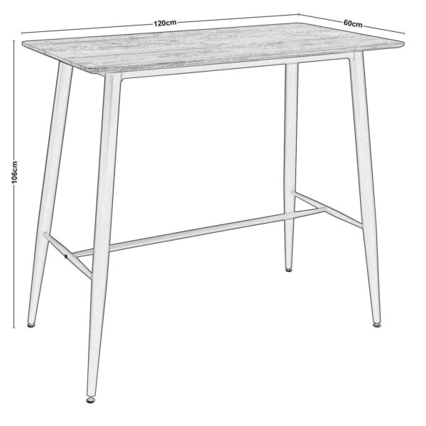 LAVIDA Τραπέζι BAR Μέταλλο Βαφή Μαύρο, Επιφάνεια Απόχρωση Καρυδί 120x60x106cm - Image 3