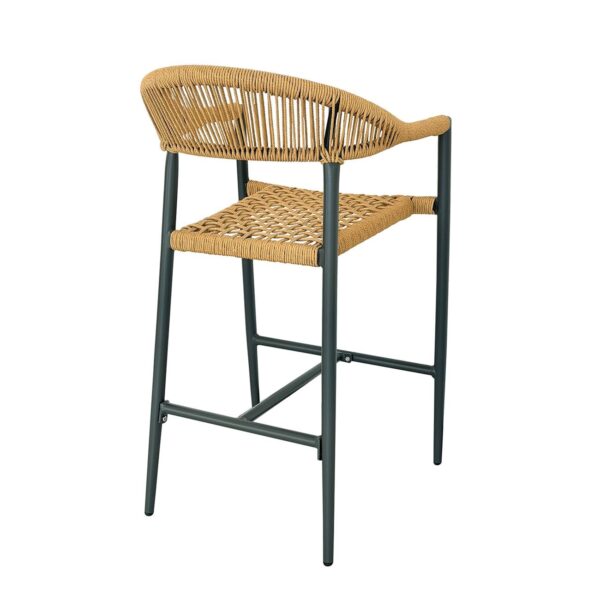 MADISON Σκαμπό Bar, ALU Ανθρακί, Rope Wicker Φυσικό 56x57x100cm - Image 3