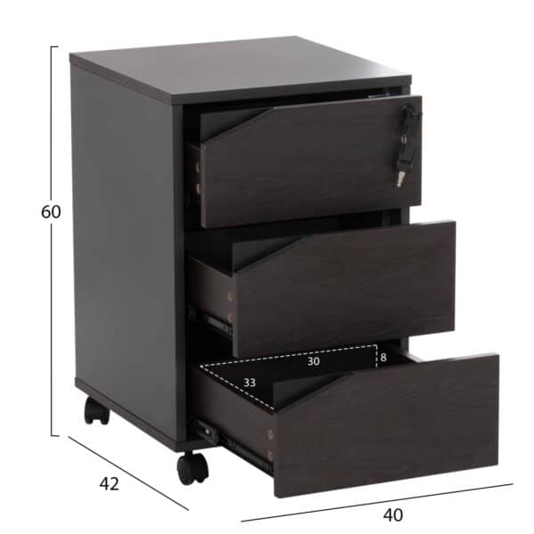 ΕΠΑΓΓΕΛΜΑΤΙΚΗ ΣΥΡΤΑΡΙΕΡΑ ΓΡΑΦΕΙΟΥ ΜΕ ΡΟΔΑΚΙΑ ROSEWOOD HM2108 40X42X60Y εκ. - Image 2