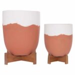 ΓΛΑΣΤΡΕΣ ΣΕΤ 2ΤΜΧ SEON HM4686.08 TERRACOTTA ΣΕ ΛΕΥΚΟ & ΤΕΡΑΚΟΤΑ--TEAK ΒΑΣΗ - Image 4