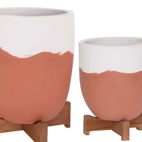 ΓΛΑΣΤΡΕΣ ΣΕΤ 2ΤΜΧ SEON HM4686.08 TERRACOTTA ΣΕ ΛΕΥΚΟ & ΤΕΡΑΚΟΤΑ--TEAK ΒΑΣΗ - Image 5