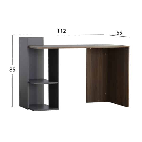 ΓΡΑΦΕΙΟ ΜΕΛΑΜΙΝΗΣ ΜΕ ΡΑΦΙΑ SYNDYA HM8994.01 ΚΑΡΥΔΙ- ΓΚΡΙ 112x55x85Y εκ. - Image 2