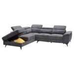 ΚΑΝΑΠΕΣ ΑΡΙΣΤΕΡΗ ΓΩΝΙΑ-ΑΝΑΚΛΙΣΗ & ΑΠΟΘ.ΧΩΡΟΣ-RESTRO HM3339.01L ΓΚΡΙ ΥΦΑΣΜΑ 284x224x76Υεκ - Image 3