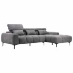 ΚΑΝΑΠΕΣ ΔΕΞΙΑ ΓΩΝΙΑ DIVYA HM3267.12R ΓΚΡΙ ΥΦΑΣΜΑ 264x175x99Υεκ.