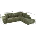 ΚΑΝΑΠΕΣ ΓΩΝΙΑ (ΔΕΞΙΑ) COVEN HM3266.14R ΠΡΑΣΙΝΟ ΥΦΑΣΜΑ 298x102-208x85Υεκ. - Image 2