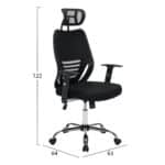 ΚΑΡΕΚΛΑ ΓΡΑΦΕΙΟΥ BRIEF HM1206.01 ΜΑΥΡΟ MESH--ΒΑΣΗ ΧΡΩΜΙΟΥ 63x64x122Υεκ. - Image 2