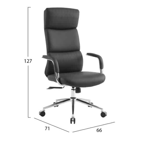 ΚΑΡΕΚΛΑ ΓΡΑΦΕΙΟΥ MEITE HM18353.01 ΜΑΥΡΟ PU ΔΕΡΜΑ--ΒΑΣΗ ΧΡΩΜΙΟΥ 66x71x127Υεκ - Image 2