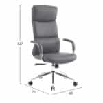 ΚΑΡΕΚΛΑ ΓΡΑΦΕΙΟΥ MEITE HM18353.10 ΓΚΡΙ PU ΔΕΡΜΑ--ΒΑΣΗ ΧΡΩΜΙΟΥ 66x71x127Υεκ - Image 2