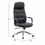 ΚΑΡΕΚΛΑ ΓΡΑΦΕΙΟΥ TEETER HM18355.01 ΜΑΥΡΟ PU ΔΕΡΜΑ--ΒΑΣΗ ΧΡΩΜΙΟΥ 67x66x121Υεκ - Image 2