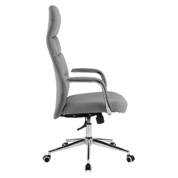 ΚΑΡΕΚΛΑ ΓΡΑΦΕΙΟΥ TEETER HM18355.10 ΓΚΡΙ PU ΔΕΡΜΑ--ΒΑΣΗ ΧΡΩΜΙΟΥ 67x66x121Υεκ - Image 4
