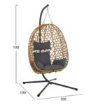 ΚΡΕΜΑΣΤΗ ΦΩΛΙΑ NESTA HM6468.05 ΜΑΥΡΟ ΜΕΤΑΛΛΟ--ΚΑΦΕ P.E.RATTAN 100x100x190Υεκ. - Image 2