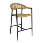 MADISON Σκαμπό Bar, ALU Ανθρακί, Rope Wicker Φυσικό 56x57x100cm