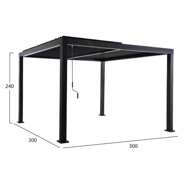 ΠΕΡΓΚΟΛΑ-ΚΙΟΣΚΙ ΜΕ ΚΙΝΟΥΜΕΝΕΣ ΠΕΡΣΙΔΕΣ FRANIO HM6609.01 ΑΛΟΥΜΙΝΙΟ ΜΑΥΡΟ 300x300x240Υεκ - Image 2