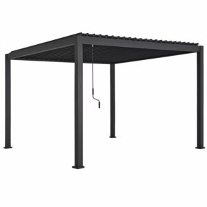 ΠΕΡΓΚΟΛΑ-ΚΙΟΣΚΙ ΜΕ ΜΕΤΑΛΛΙΚΕΣ ΠΕΡΣΙΔΕΣ DOMECIL HM6611.01 ΑΛΟΥΜΙΝΙΟ ΜΑΥΡΟ 300x300x240Υεκ