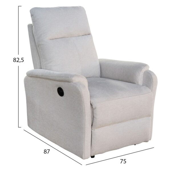 ΠΟΛΥΘΡΟΝΑ RELAX ΜΕ ΗΛΕΚΤΡΙΚΗ ΑΝΑΚΛΙΣΗ SYNTHIA HM3309.01 ΜΠΕΖ ΥΦΑΣΜΑ 75x87x102Yεκ - Image 2