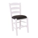 ΣΚΥΡΟΣ Καρέκλα Οξιά Βαφή Εμποτισμού Λάκα Άσπρο, Κάθισμα Suede Ανθρακί 41x43x89cm - Image 2