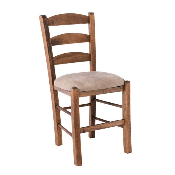 ΣΚΥΡΟΣ Καρέκλα Οξιά Βαφή Εμποτισμού Καρυδί, Κάθισμα Suede Μπεζ 41x43x89cm - Image 2