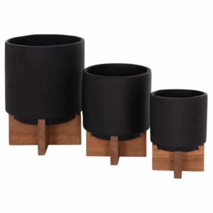 ΣΕΤ 3 ΓΛΑΣΤΡΕΣ ΜΕ TEAK ΒΑΣΕΙΣ TANTI HM4685.01 FIBER CEMENT ΣΕ ΜΑΥΡΟ ΧΡΩΜΑ