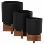 ΣΕΤ 3 ΓΛΑΣΤΡΕΣ ΜΕ TEAK ΒΑΣΕΙΣ TANTI HM4685.01 FIBER CEMENT ΣΕ ΜΑΥΡΟ ΧΡΩΜΑ - Image 5