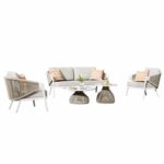 ΣΕΤ ΣΑΛΟΝΙ 5ΤΜΧ DRISCOLL ΗM6473.02 IVORY ΑΛΟΥΜΙΝΙΟ--ΜΠΕΖ ΣΧΟΙΝΙ & OLEFIN ΥΦΑΣΜΑ