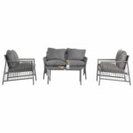 ΣΕΤ ΣΑΛΟΝΙ ΕΞ.ΧΩΡΟΥ 4 ΘΕΣΕΩΝ DEANDRA HM6507.01 ΜΕΤΑΛΛΟ & ΜΑΞΙΛΑΡΙΑ ΣΕ ΓΚΡΙ