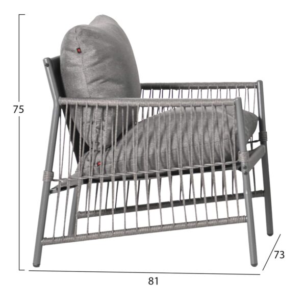 ΣΕΤ ΣΑΛΟΝΙ ΕΞ.ΧΩΡΟΥ 4 ΘΕΣΕΩΝ DEANDRA HM6507.01 ΜΕΤΑΛΛΟ & ΜΑΞΙΛΑΡΙΑ ΣΕ ΓΚΡΙ - Image 3