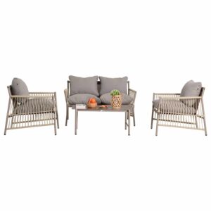 ΣΕΤ ΣΑΛΟΝΙ ΕΞ.ΧΩΡΟΥ 4 ΘΕΣΕΩΝ DEANDRA HM6507.02 ΣΑΜΠΑΝΙ ΜΕΤΑΛΛΟ--ΓΚΡΙ ΜΑΞΙΛΑΡΙΑ