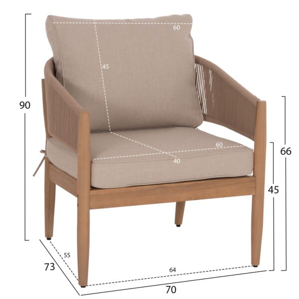 ΣΕΤ ΣΑΛΟΝΙ ΕΞ.ΧΩΡΟΥ 4ΤΜΧ KANU HM6416 ΞΥΛΟ ΑΚΑΚΙΑΣ-ΜΕΤΑΛΛΟ-ΣΧΟΙΝΙ -- ΜΠΕΖ - Image 3