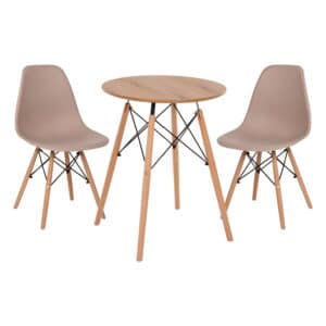 ΣΕΤ ΤΡΑΠΕΖΑΡΙΑΣ 3ΤΜΧ TWIST HM21370 ΣΤΡΟΓΓΥΛΟ ΤΡΑΠΕΖΙ Φ60 & 2 ΚΑΡΕΚΛΕΣ ΣΕ ΚΑΠΟΥΤΣΙΝΟ