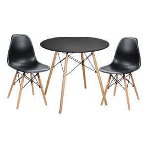 ΣΕΤ ΤΡΑΠΕΖΑΡΙΑΣ 3ΤΜΧ TWIST HM21373 ΣΤΡΟΓΓΥΛΟ ΤΡΑΠΕΖΙ Φ80 & 2 ΚΑΡΕΚΛΕΣ ΣΕ ΜΑΥΡΟ