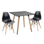 ΣΕΤ ΤΡΑΠΕΖΑΡΙΑΣ 3ΤΜΧ TWIST HM21378 ΤΕΤΡΑΓΩΝΟ ΤΡΑΠΕΖΙ & 2 ΚΑΡΕΚΛΕΣ ΣΕ ΜΑΥΡΟ