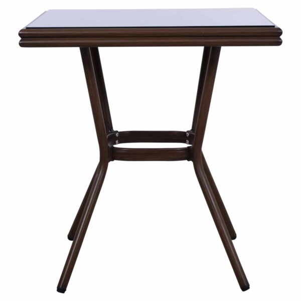 ΤΡΑΠΕΖΙ ΑΛΟΥΜΙΝΙΟΥ HARLOW 70X70X76Υ ΜΕ ΟΨΗ BAMBOO HM5568.03 ΚΑΦΕ ΜΕ ΓΥΑΛΙ - Image 3