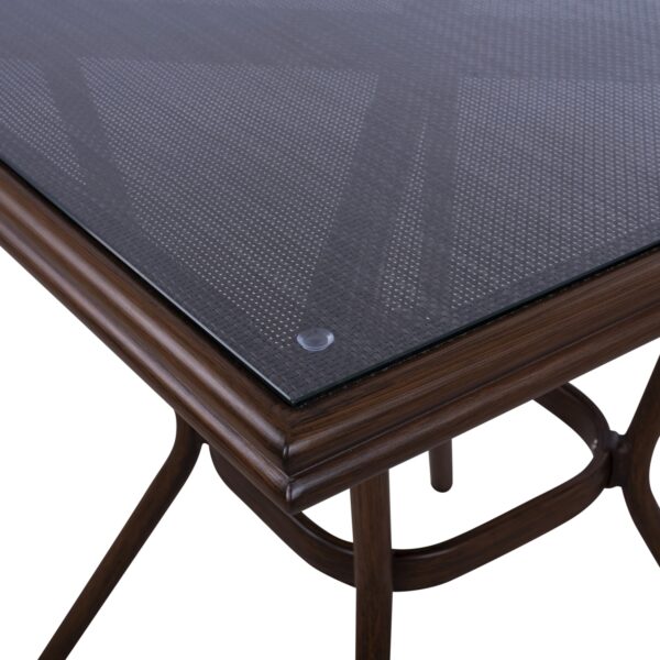 ΤΡΑΠΕΖΙ ΑΛΟΥΜΙΝΙΟΥ HARLOW 70X70X76Υ ΜΕ ΟΨΗ BAMBOO HM5568.03 ΚΑΦΕ ΜΕ ΓΥΑΛΙ - Image 4