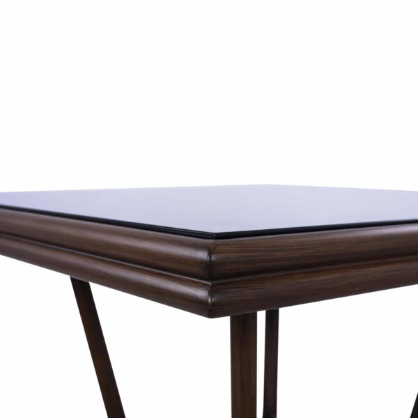 ΤΡΑΠΕΖΙ ΑΛΟΥΜΙΝΙΟΥ HARLOW 70X70X76Υ ΜΕ ΟΨΗ BAMBOO HM5568.03 ΚΑΦΕ ΜΕ ΓΥΑΛΙ - Image 5