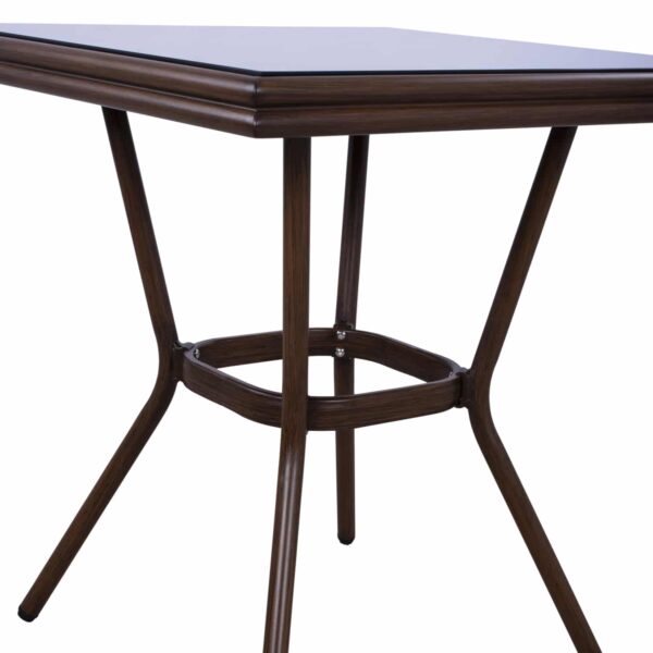 ΤΡΑΠΕΖΙ ΑΛΟΥΜΙΝΙΟΥ HARLOW 70X70X76Υ ΜΕ ΟΨΗ BAMBOO HM5568.03 ΚΑΦΕ ΜΕ ΓΥΑΛΙ - Image 6