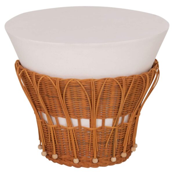 ΤΡΑΠΕΖΙ ΒΟΗΘΗΤΙΚΟ PERRAL HM18164.02S FIBER CEMENT ΛΕΥΚΟ-ΦΥΣΙΚΟ RATTAN--Φ42x36Υεκ - Image 6