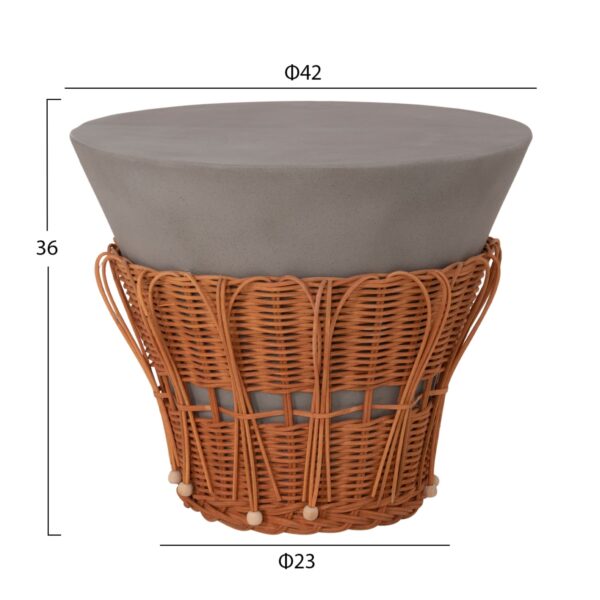 ΤΡΑΠΕΖΙ ΒΟΗΘΗΤΙΚΟ PERRAL HM18164.03S FIBER CEMENT ΓΚΡΙ-ΦΥΣΙΚΟ RATTAN--Φ42x36Υεκ - Image 2