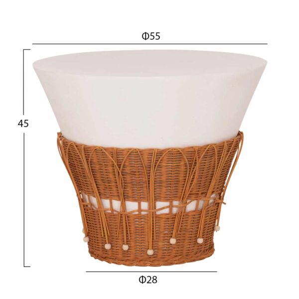 ΤΡΑΠΕΖΙ ΣΑΛΟΝΙΟΥ PERRAL HM18164.02L FIBER CEMENT ΛΕΥΚΟ-ΦΥΣΙΚΟ RATTAN--Φ55x45Υεκ - Image 2
