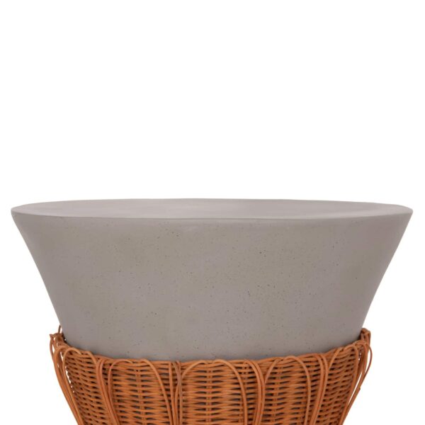 ΤΡΑΠΕΖΙ ΣΑΛΟΝΙΟΥ PERRAL HM18164.03L FIBER CEMENT ΓΚΡΙ-ΦΥΣΙΚΟ RATTAN--Φ55x45Υεκ - Image 4